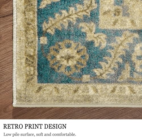 Miniatura 4 de CHICHIC Alfombra de área lavable de 5 x 7 pies, alfombra de área grande de estilo bohemio, con acento oriental, antideslizante, suave, vintage, para