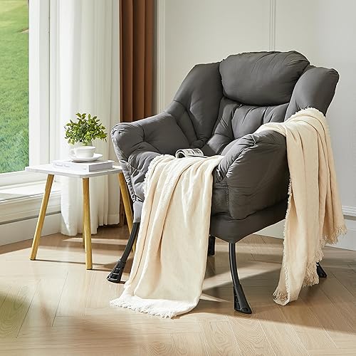 Miniatura 8 de HollyHOME - Silla perezosa grande de tela para sala de estar, silla de lectura, acogedora silla de descanso con reposabrazos, sofá de ocio, color