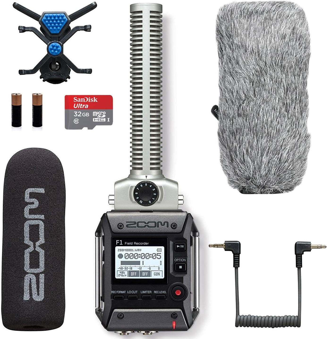 Zoom F1-SP Field Recorder and Shotgun Microphone Bundle with Deadcat Windscreen and 32GB Micro SDHC Card