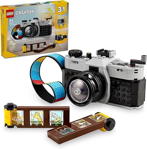 LEGO Creator 31147 - Juguete de cámara retro 3 en 1, se transforma de cámara de juguete a cámara de video retro a set de TV retro, regalo de