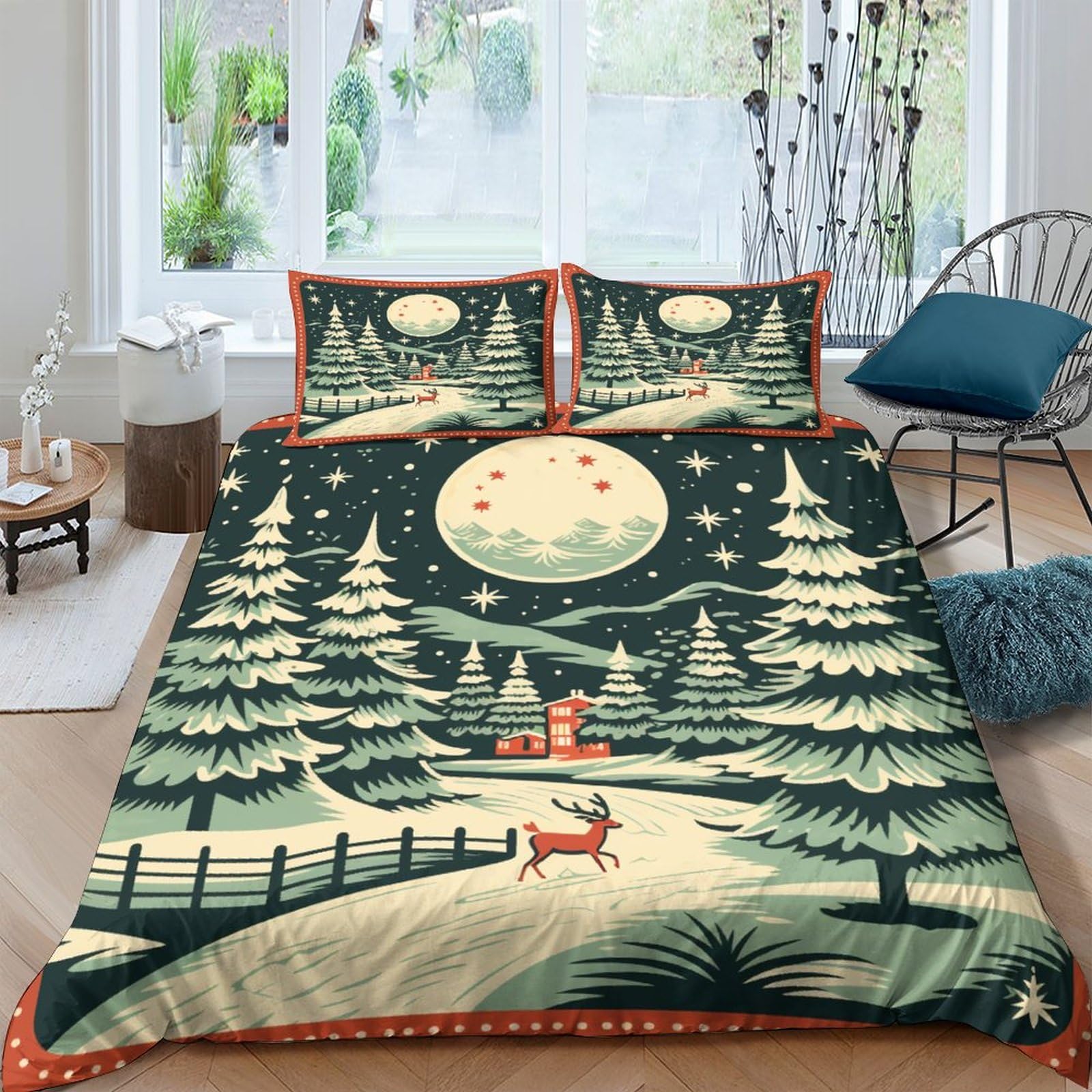 Housse de couette Noël 220x240 cm le cadeau idéal pour toute la famille
