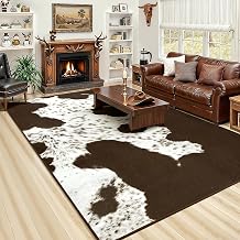 AROGAN Premium Faux Cowhide Rug for Living Room 810 Feet, Machine Washable Cow Hide Animal Print Hide Area Rug, Large Non-Slip Cow Skin Rugs Carpet for Office Bedroom Dinner Room Home Decor