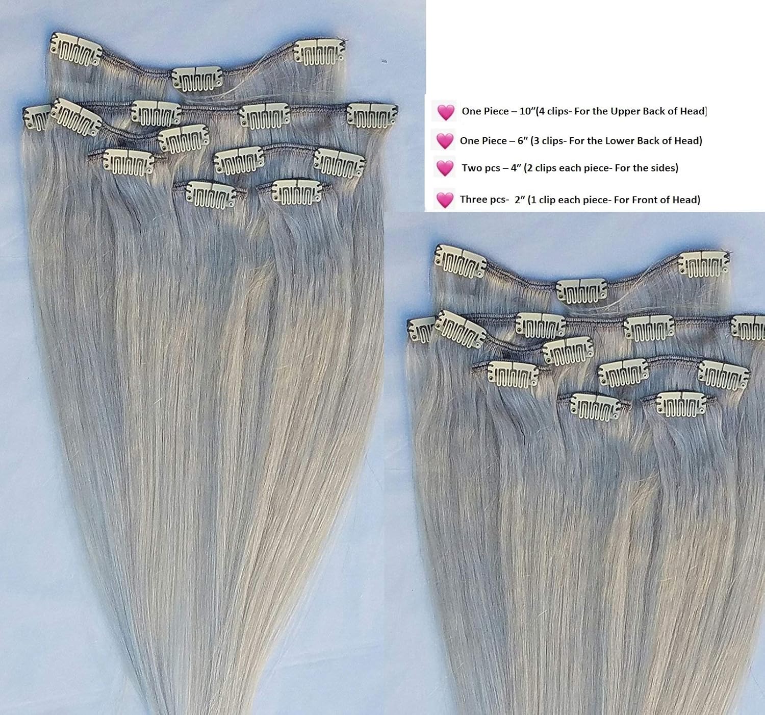 Hair Faux You 18" Clip in Hair Extensions Real Human Hair 80g Clip on for Full Head 7 pieces, 14 clips, Silky Straight Weft Remy Hair Color # Light Ash Blonde (Without Gold Tint)