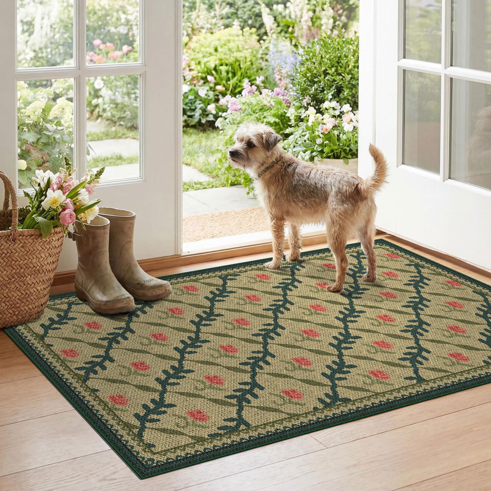 Othilic Floral Outdoor Rug - 28"x43" Front Door Mat Indoor Outside Entrance