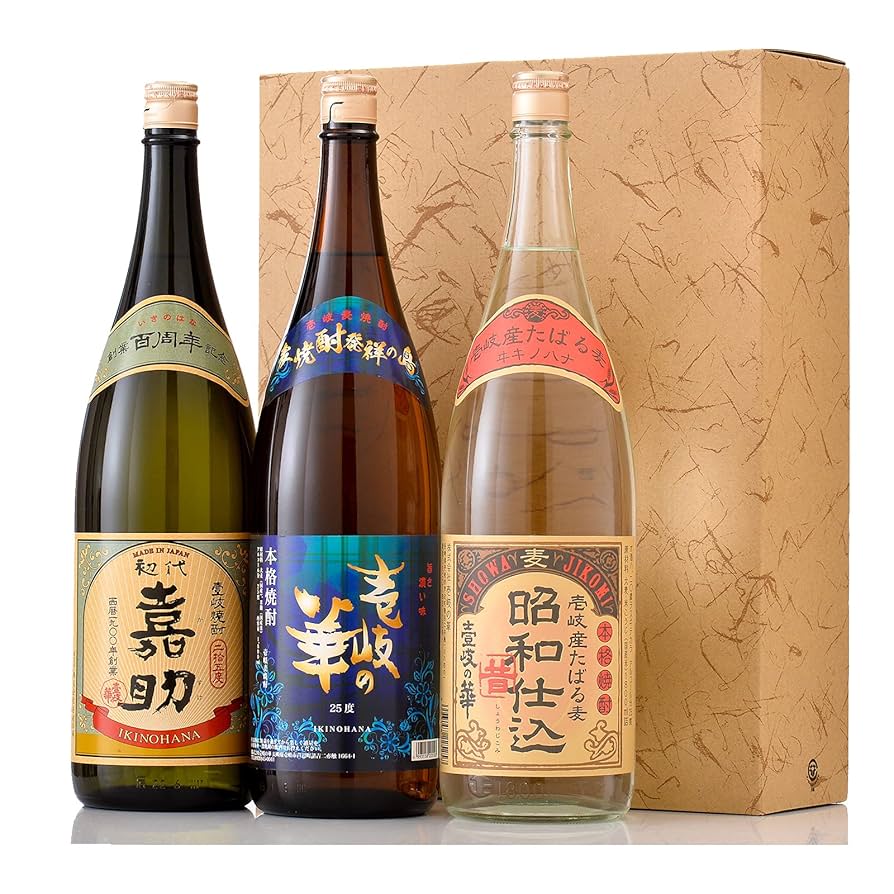 Amazon.co.jp: 壱岐の華 麦焼酎 3本 飲み比べセット【一升瓶 25