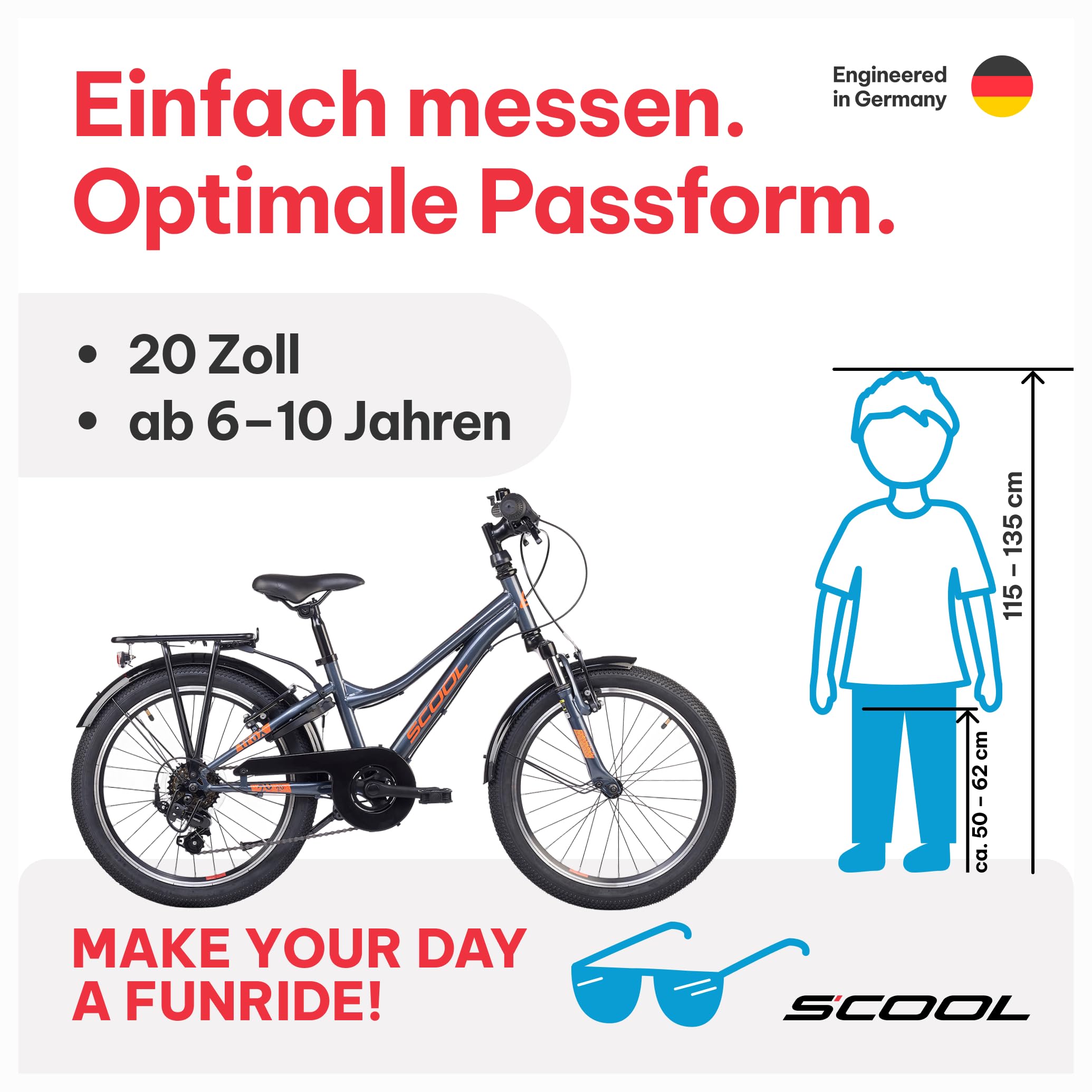 S’COOL Kinderfahrrad 20, 24, 26 Zoll, 6-Gang Kettenschaltung, troX, Körpergröße 115–165 cm, 6–14 Jahre, Gelände & Freizeit, für Jungen & Mädchen