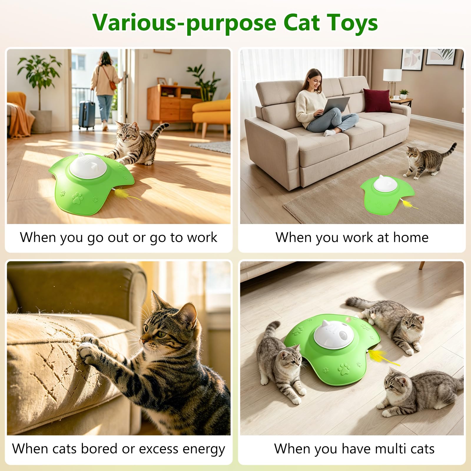 Hide and Seek Katzenspielzeug, Automatische Leckerli-Belohnung, Interaktives Katzenspielzeug für Indoor-Katzen, Motion Touch Aktiviertes Elektronisches Katzenspielzeug, Silikon Wiederaufladbare