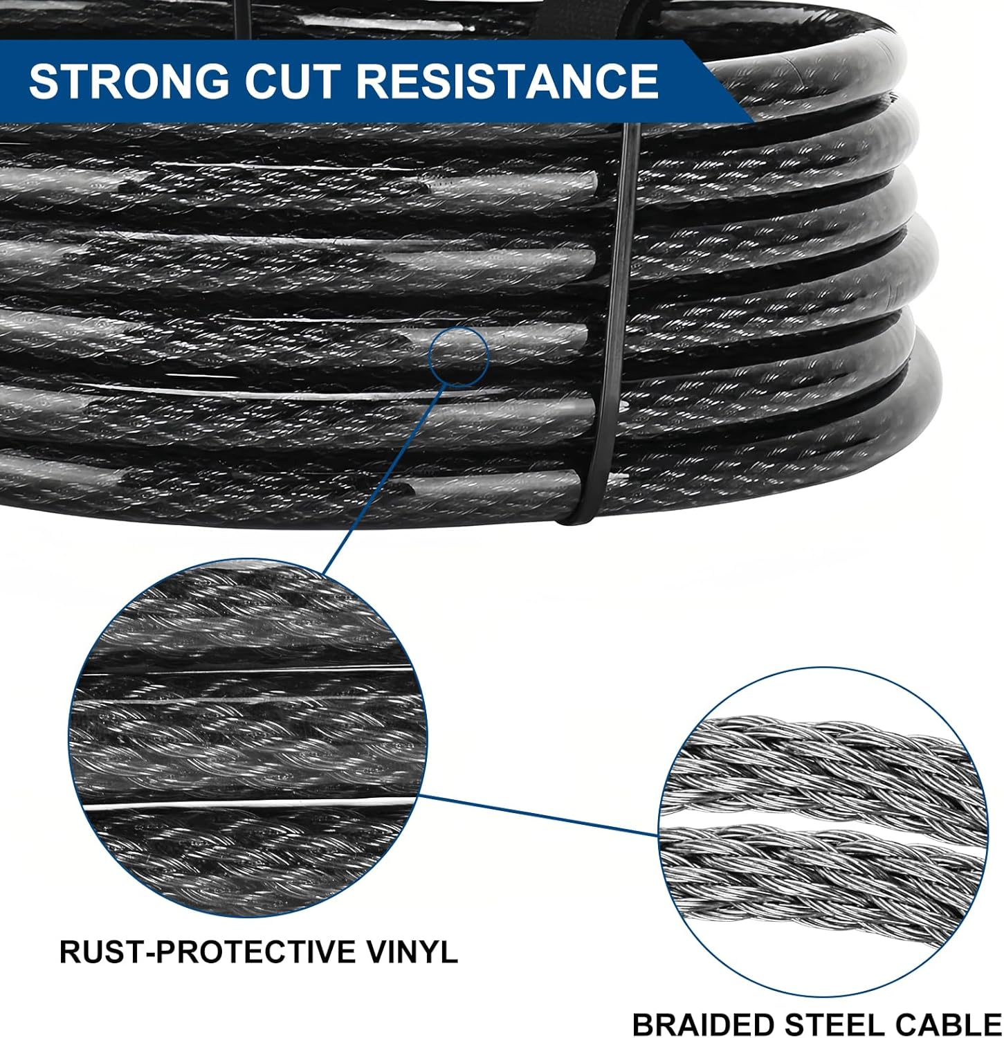 Heavy Duty Padlock & Steel Cable Combo - 10mm Anti-Cut Security Bundle with 304 Stainless Steel Lock, 20ft Braided Cable for Gates, Sheds, Motorcycles - Pack of 1 Set