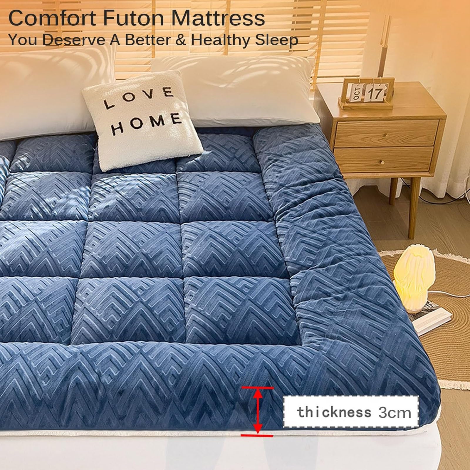Materacekstra gruby futon materac podłogowy powolne odbicie oddychający japoński styl tatami materac zwijany materac do akademika materac dla chłopców i dziewcząt (A 180 x 200 cm)