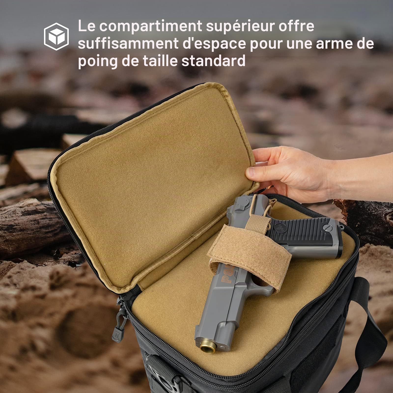 Procase Sac de Tir pour Pistolet, Étui Souple Sacoche Tactique pour la Chasse ou Le Tir, Réglable pour Rangement de Chargeurs et d'autres Outils-Noir