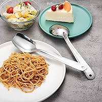 Vista 4 de IMEEA Cuchara de cocina de borde plano de acero inoxidable 18/8, cuchara mezcladora de 10 pulgadas, juego de 2