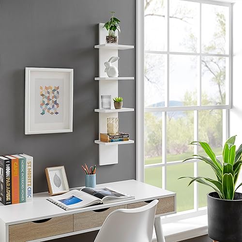 Miniatura 8 de Danya B. Arica Utility Column - Estantes de pared de 4 niveles (blanco)