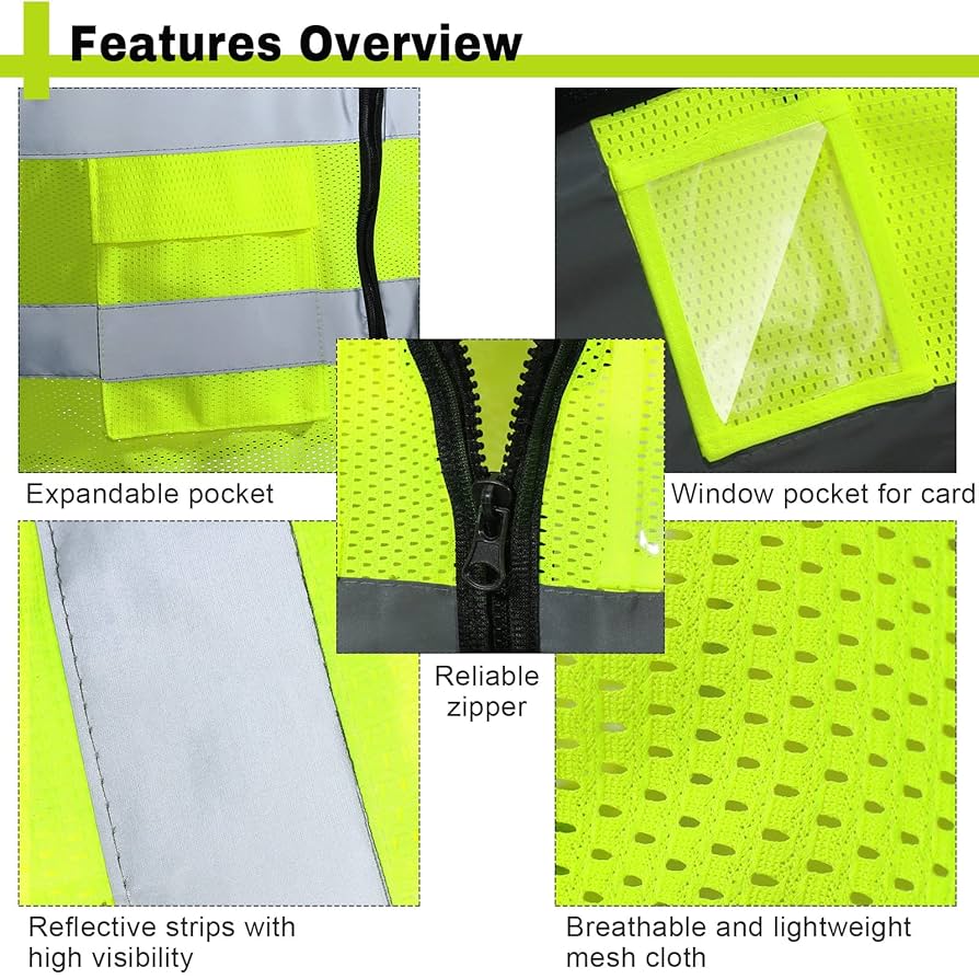 JaGely 30 Pack Reflective Safety Vests with Pockets, High