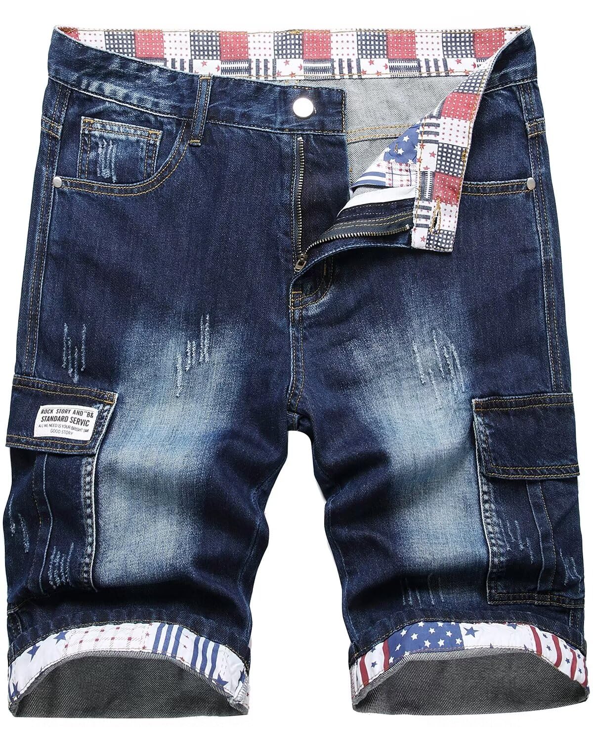 LATUD Men's Casual Denim Shorts (No Belt)