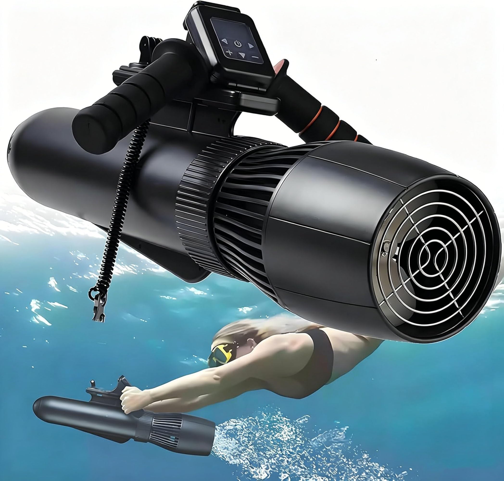JozyJul Underwater Scooter, 500W Electric Underwater Sea Scooter 50mins Diving Swimming Boosters 10Km/h,Diving Scooter for Kayaks/Inflatable Boats/Paddle Boards 16000mAh