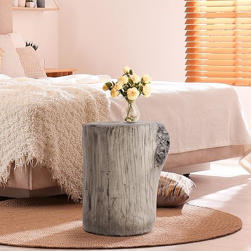 Vista 19 de SUNBURY Juego de 2 mesas auxiliares de concreto, mesa auxiliar para exteriores para patio, mesa auxiliar redonda de 14 pulgadas, mesa auxiliar