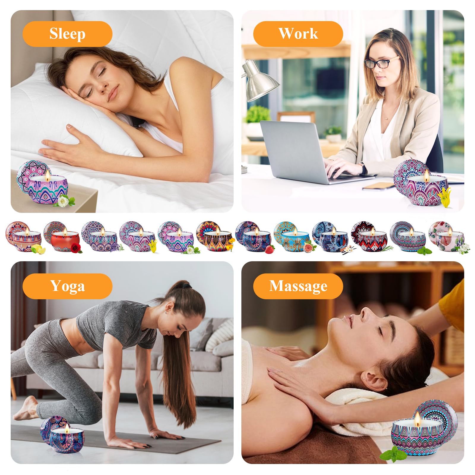 48 Stück Duftkerzen Geschenkset Langlebige Sojawachs Aromatherapie Kerzen für Zuhause Hochzeit Babyparty Brautparty Gastgeschenke Weihnachten Geburtstag Geschenke für Frauen