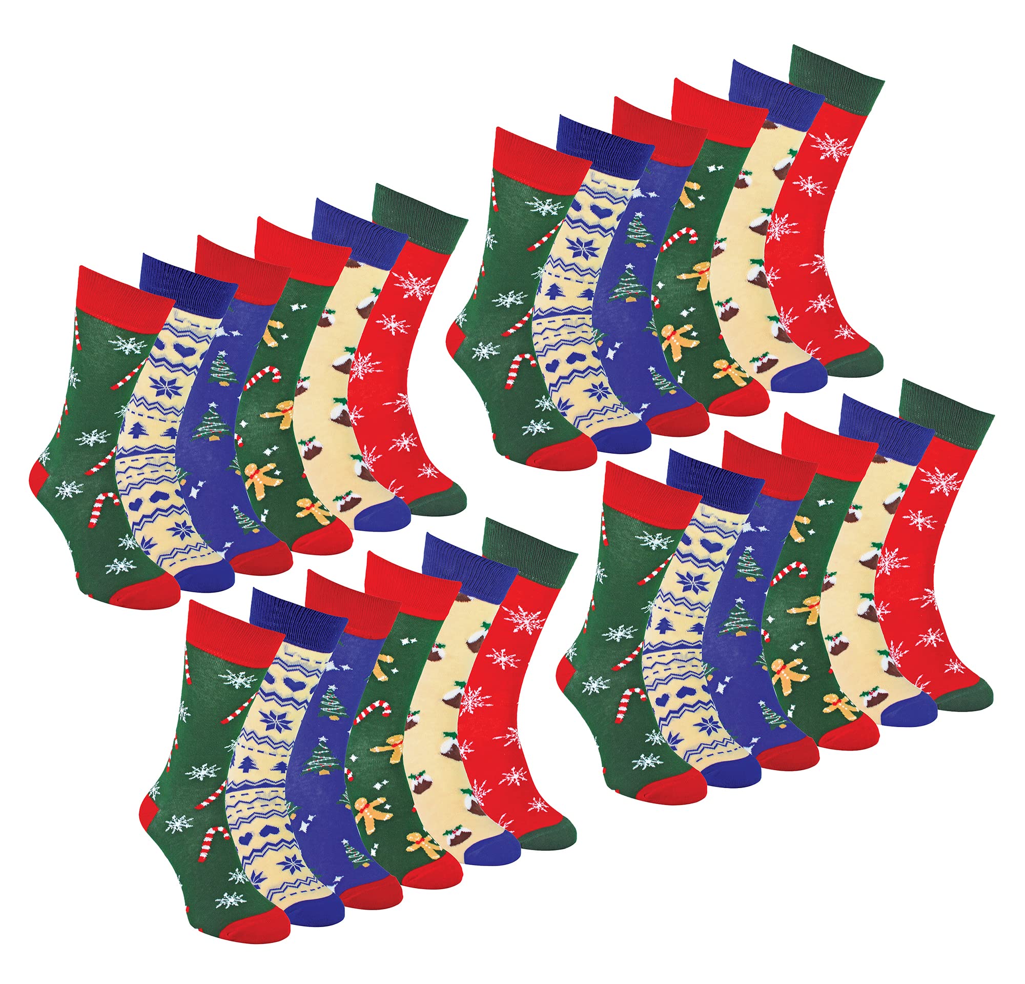 Sock Snob Unisex 24 Pack Mens Novelty Christmas Patterned Socks