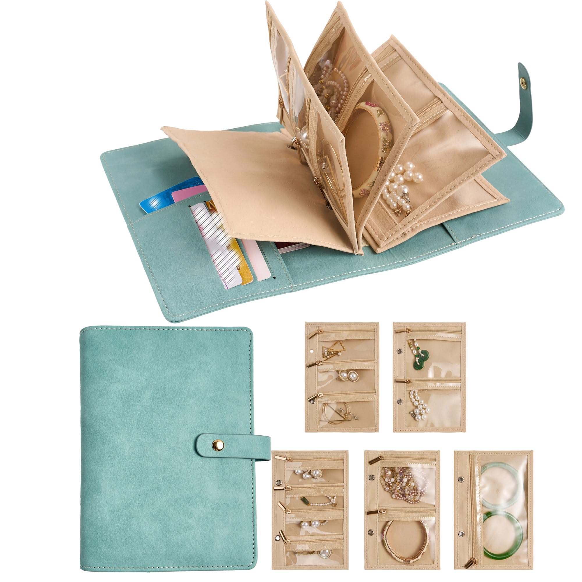 Budget Binder Set — Mini Cash Organizer (for Saving Money, Cash Stuffing Envelope System) with Pockets (Green)