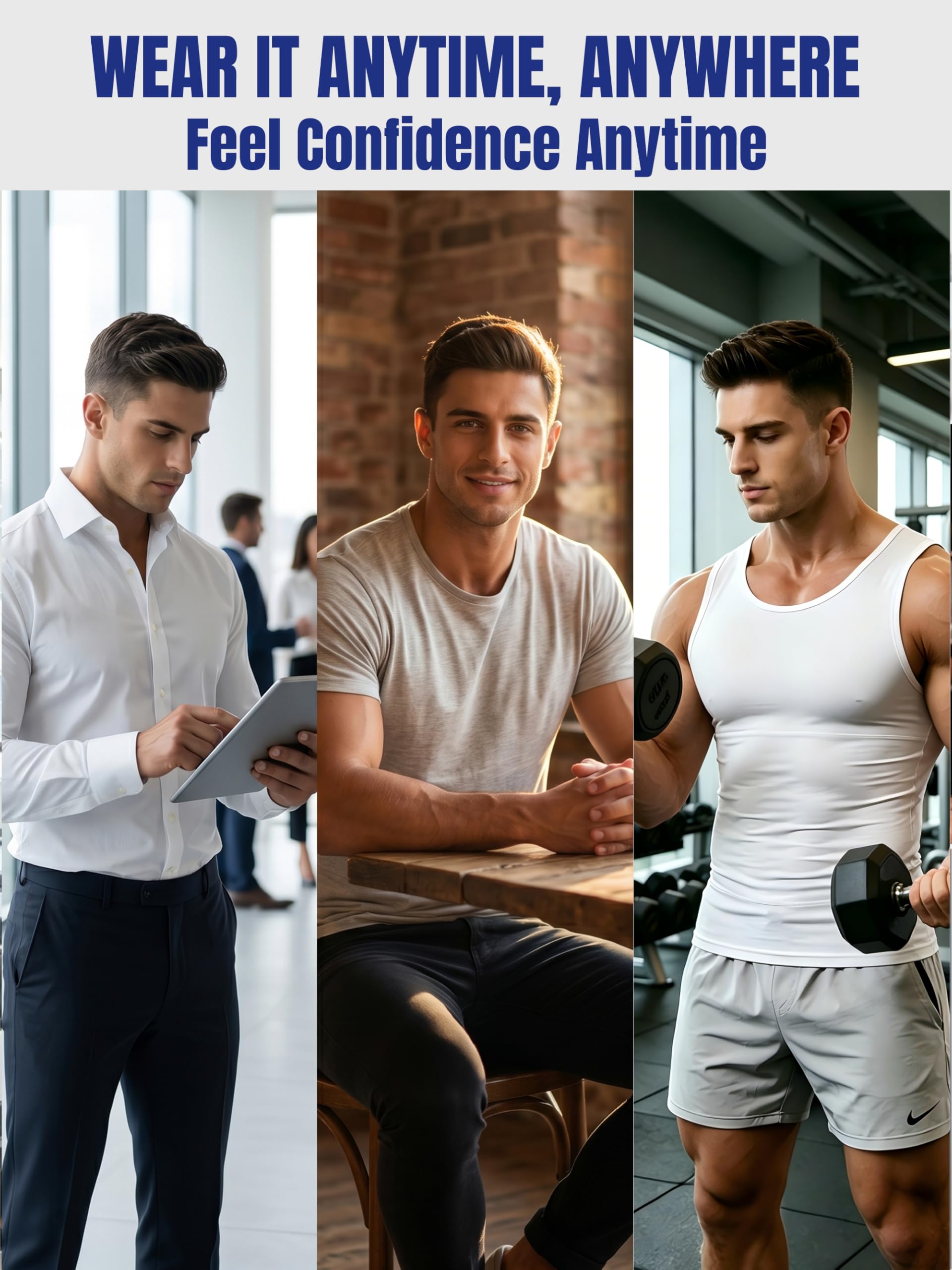 Kompressions-Tanktop für Herren, figurformend, figurformend, Unterhemd, Shapewear