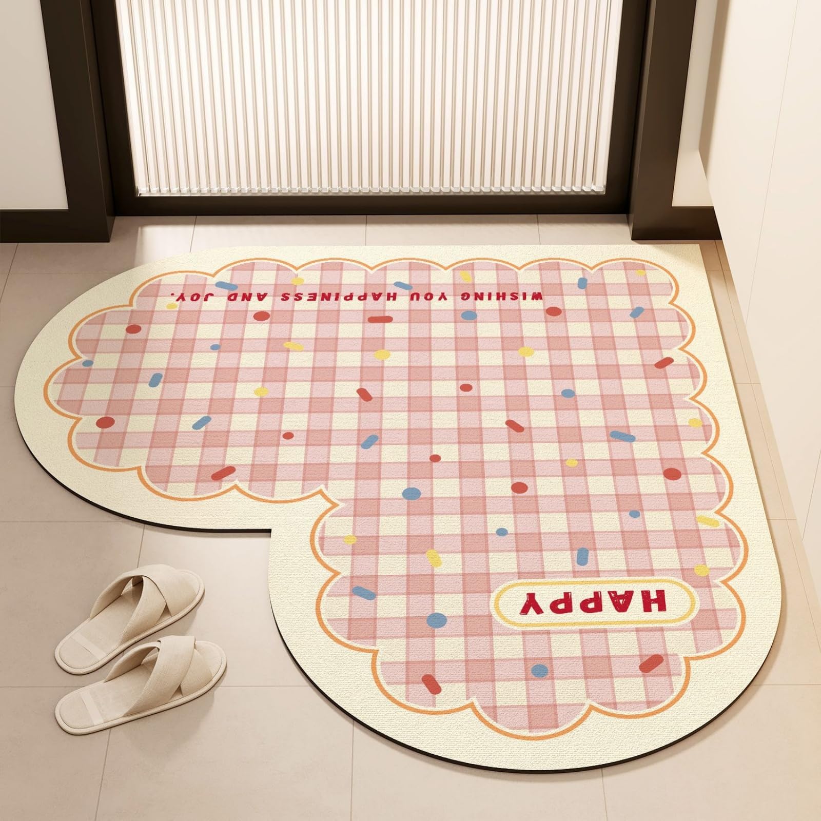 Odot Tappeto Bagno Diatomite Multicolore Forma di Cuore (Rosa,140x140cm) | Tappeti Bagno Lavabile Antiscivolo Assorbente, Tappetino in Microfibra Asciugatura Rapida, Tappeto Doccia Morbida per Doccia