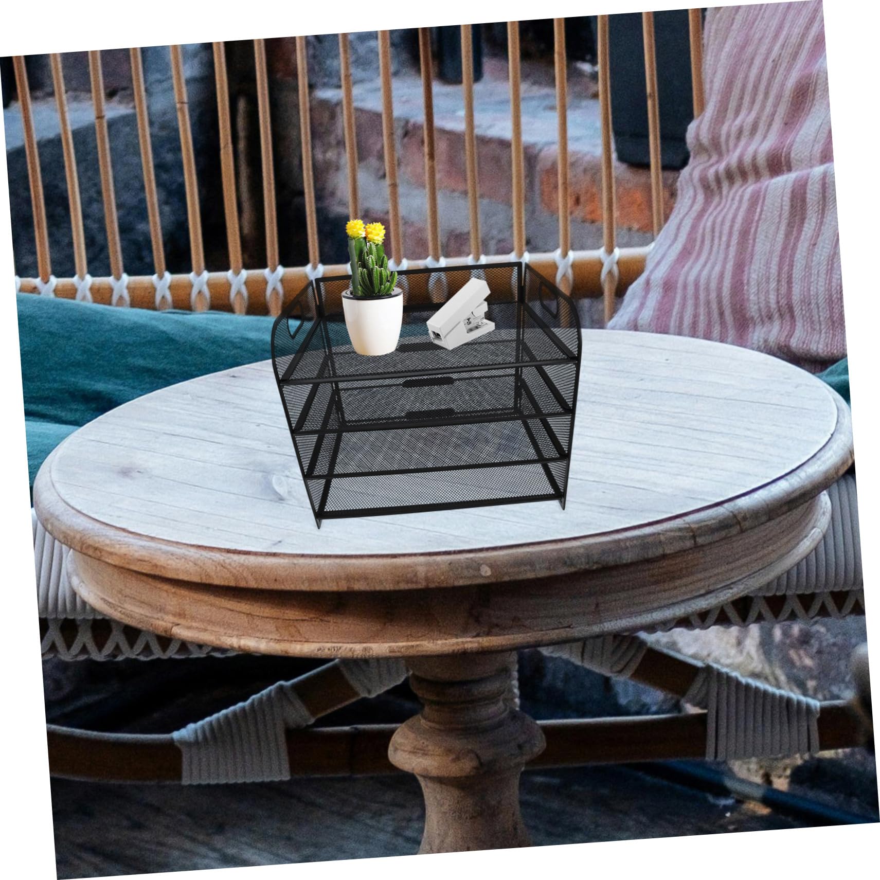 SEWACC 4stufe Stöckiger Papierorganizer für Schreibtisch Metall-dokumentenablage Aktenordner mit Griffen Schreibtischaccessoires Postablage für Theke Bücherregal für Klassenraum