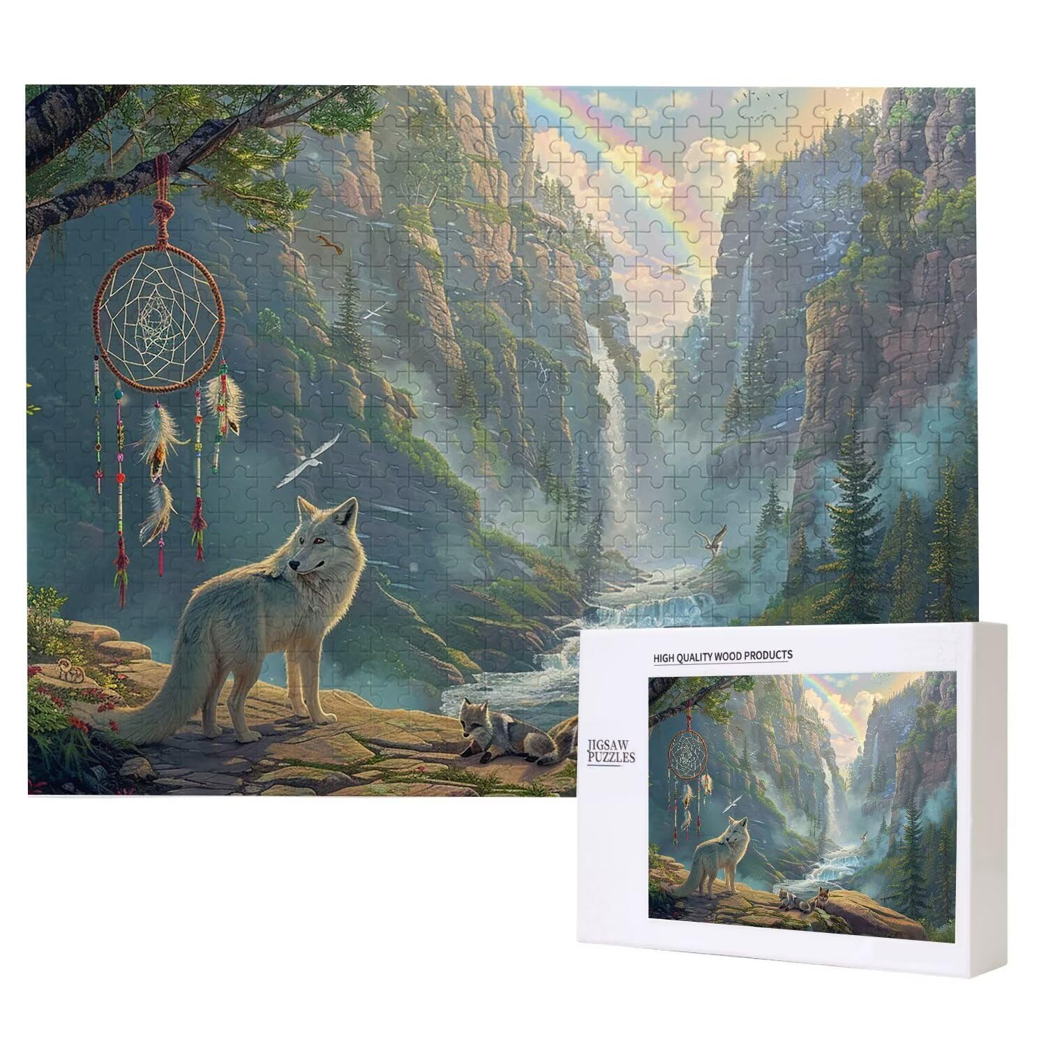 Jigsaw Puzzle, 2000 Pezzi Puzzle Classici, Lupo Puzzle Rilassamento Intelligence, Mpossibile Difficile Puzzles impegnativo per adulti Puzzles per Gioco Familiare, Regalo per Amore Amico Cascate K0F-38