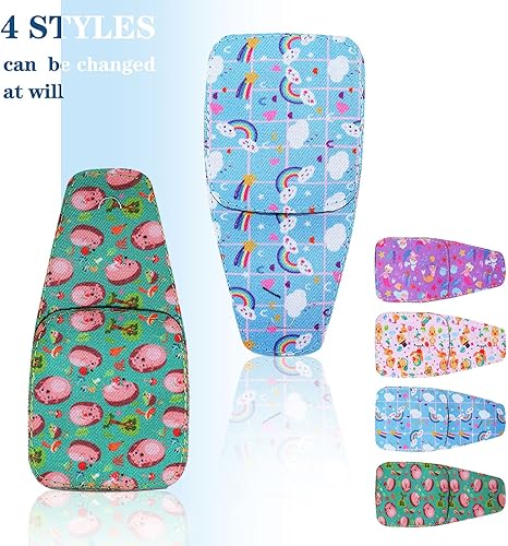 Miniatura 6 de Haysandy 4 parches de ojos para niños, reutilizables, para cubrir cualquier ojo, rosa, azul, verde, blanco, 4 estilos (arco iris, pato sirena)