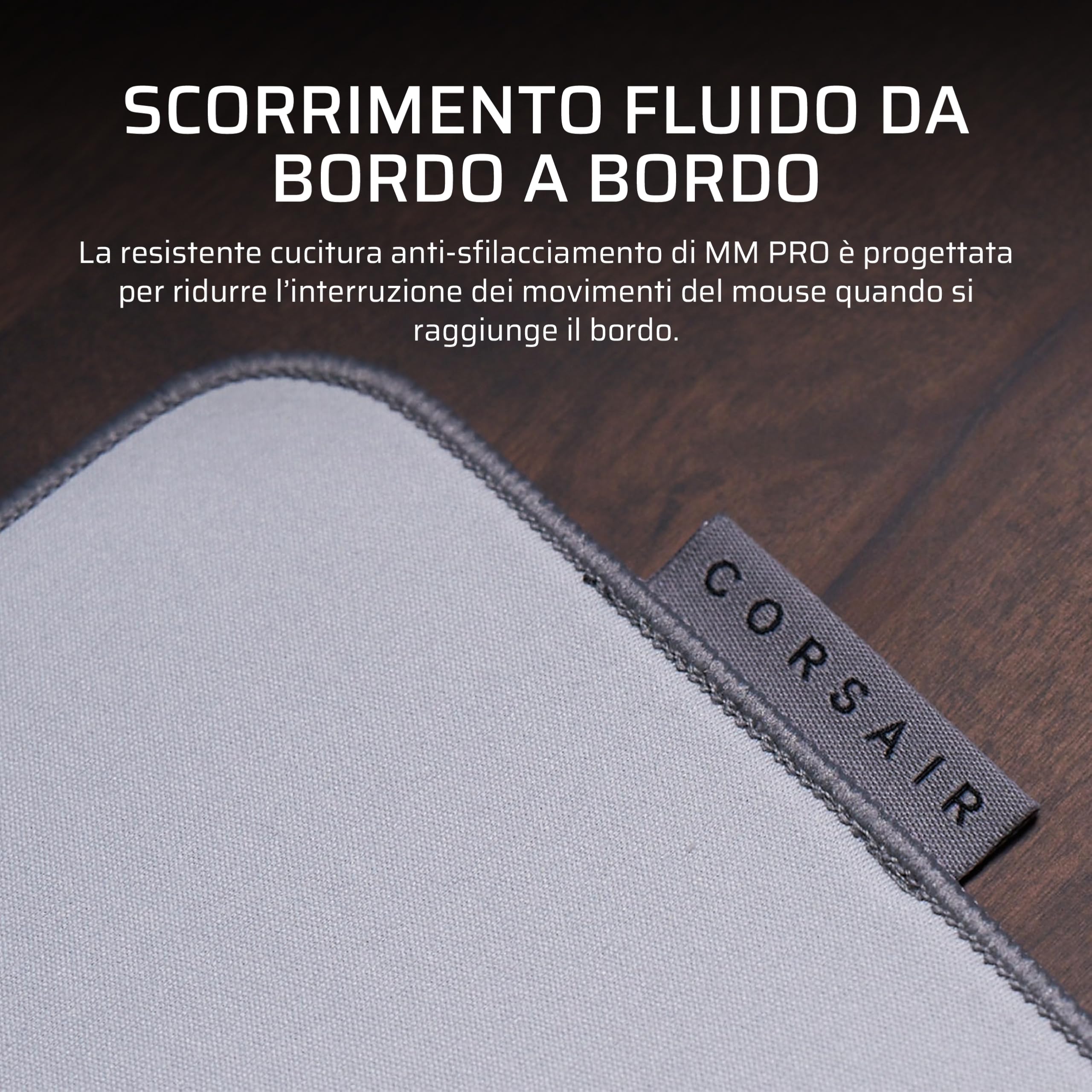 Corsair MM PRO Control Cloth Large Tappetino Per Mouse Da Gioco – Grigio | Superficie Ottimizzata Per Gli ESport Per Precisione E Micro-Regolazioni Base Antiscivolo Spessa 4 mm Bordi Cuciti Resistenti