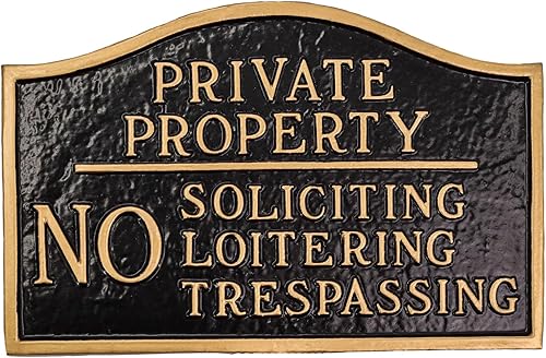 Placa de declaración de propiedad privada No Soliciting No Loitering - Placa de visualización de pared o césped - Señal de advertencia comercial -