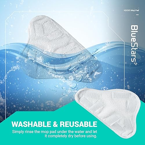 Vista 7 de BlueStars Paquete de 10 almohadillas de microfibra H2OX5 de repuesto para trapeador de vapor – Compatible con mopa de vapor H2O H20 X5 – Lavable