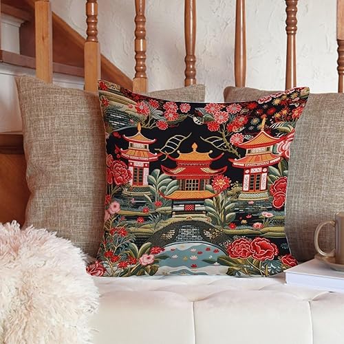 Vista 361 de ArogGeld Chinoiserie - Funda de cojín con estampado de leopardo y guepardo fucsia, con manchas de animales de vaca, color rosa oscuro, decoración