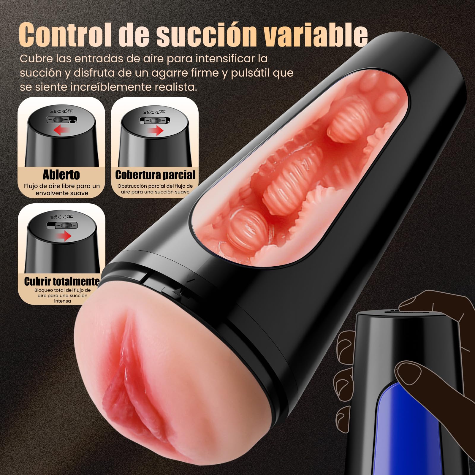 Masturbador Masculino Juguetes Sexuales Hombre, 3D Realista Masturbádores con 3 Inserciones Removibles Vagina Anal Coño, Omigao Juguetes Eróticos para Pareja Sexuales