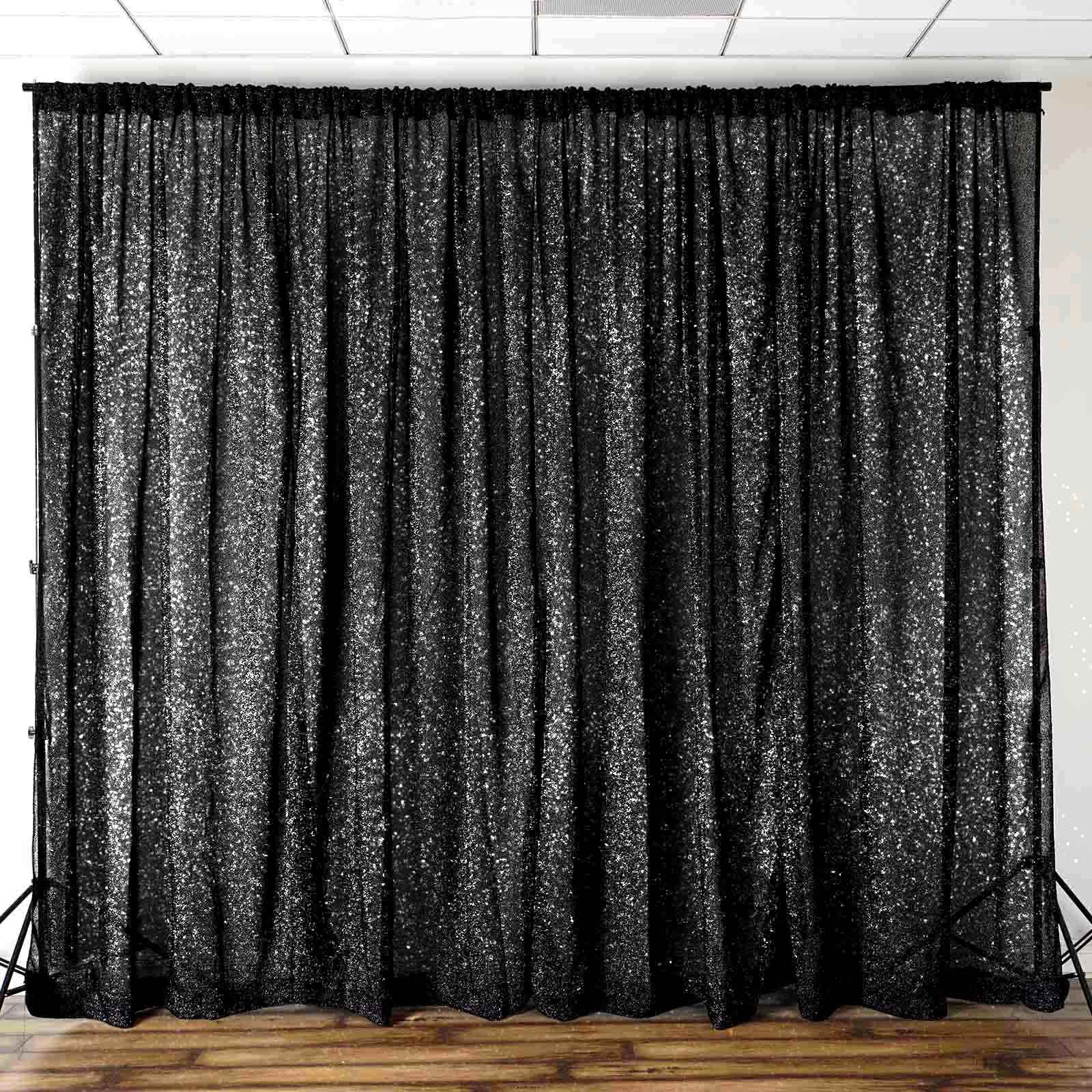 Efavormart Black 20ft x 10ft Metallic Spandex Backdrop Curtain, Shimmering Photography Background for Weddings, Parties, Photo Booths, Studio & Gala