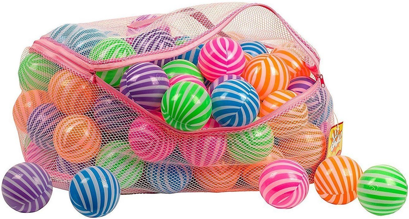 Play22 Ball Pit 100 Pack - Stripe Shape - Crush Proof BPA Free - Colorful Fun Ball Pit for Kids and Baby