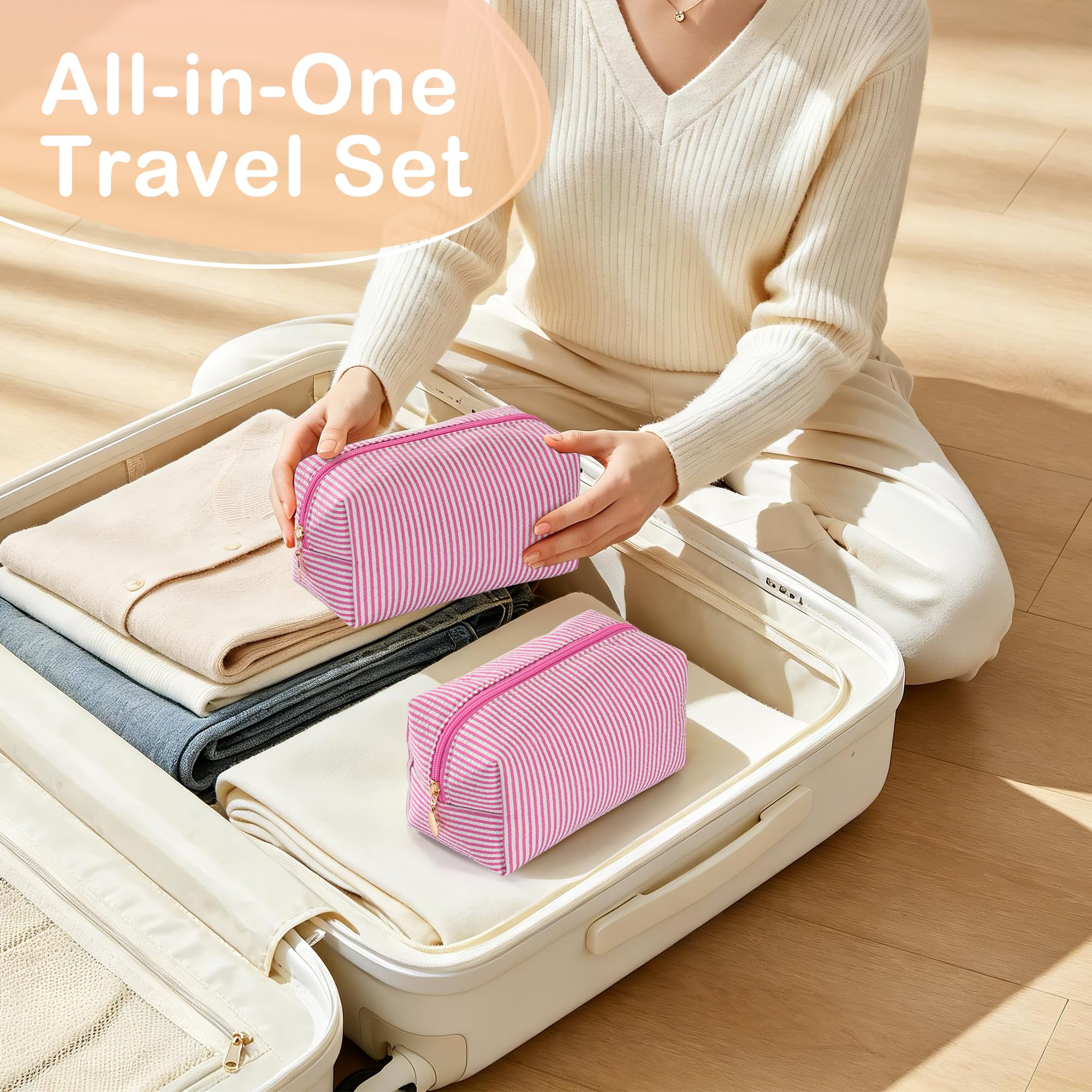 Quilted Cotton Makeup Bag Travel Toiletry Organizer with Zipper