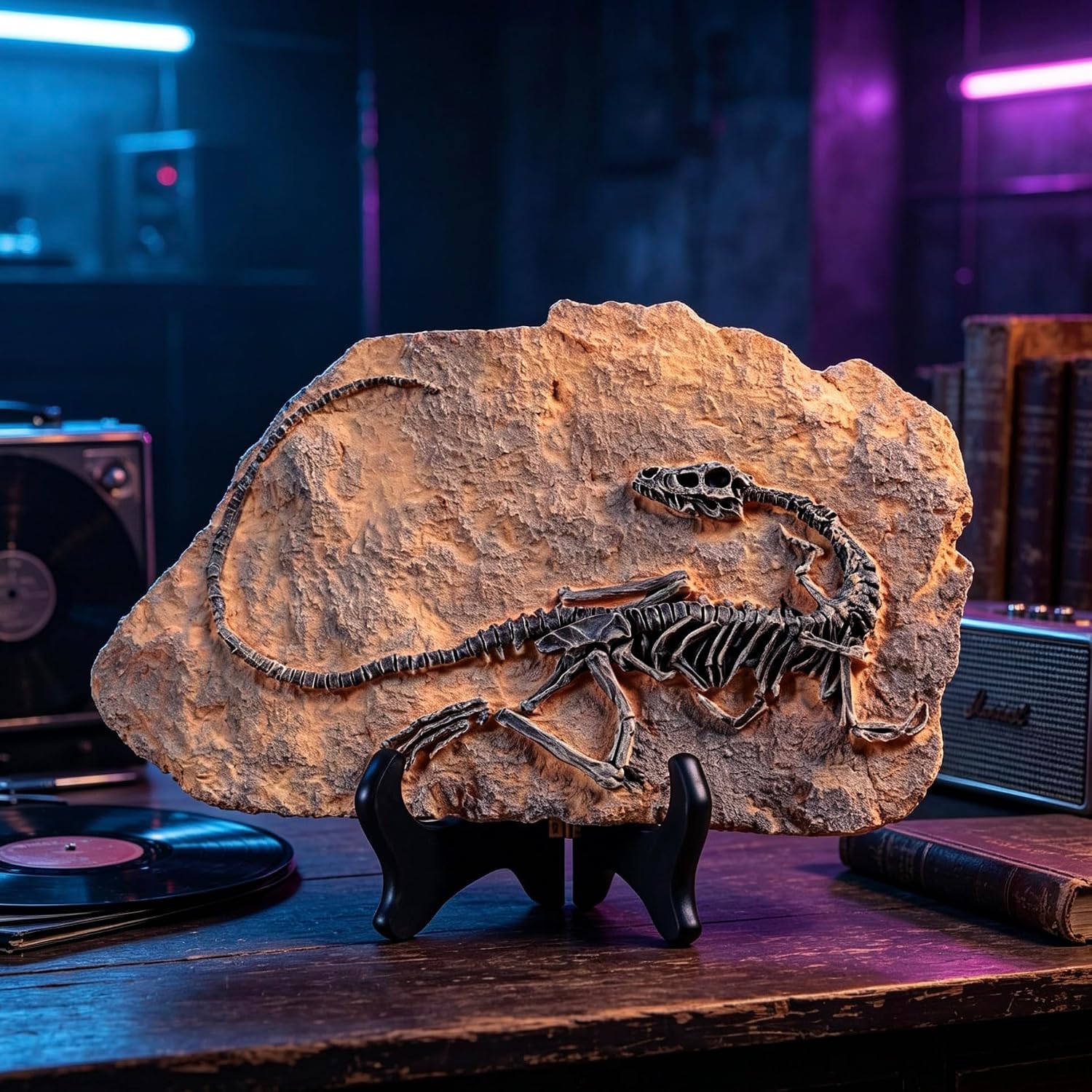 XINDAM Resin Dinosaur Fossil Statue Model Simulated Skeleton Home Office Display Decorative Craft Box Decoration (Style 1)