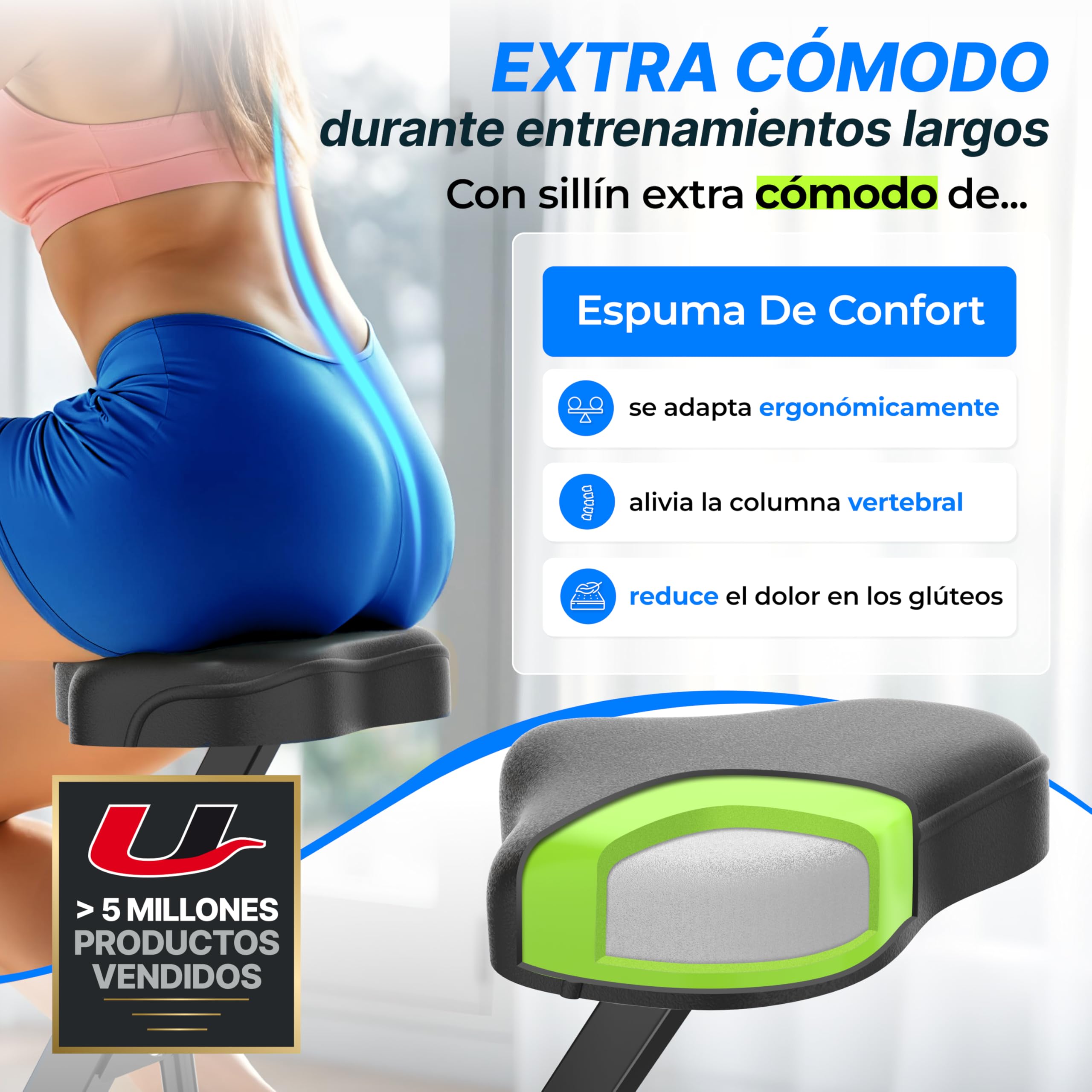Ultrasport F-Bike Pro Bicicleta Estática Plegable hasta 150 KG, con 16 Niveles, Sillín Cómodo, Función con App, Extra Silenciosa I Bici Estática Plegable Indoor, Bicicletas Estáticas