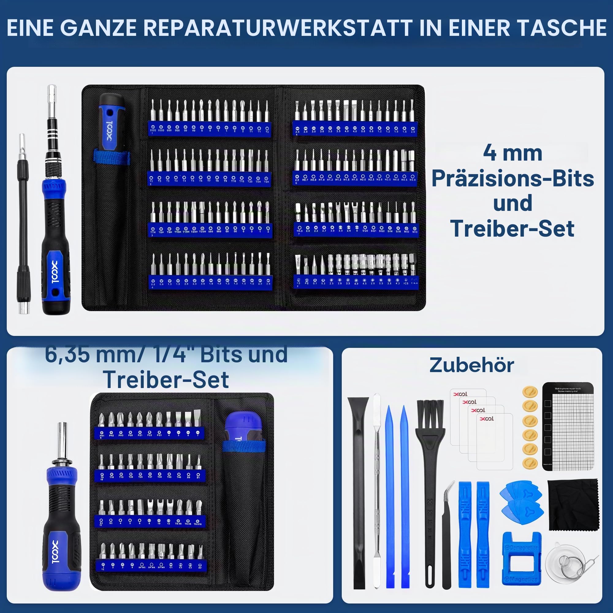 XOOL 200 in 1 Feinmechaniker Schraubendreher Set, Magnetischer Mini Feinmechaniker Werkzeug Set, Reparatur Werkzeug Set für Computer, iphone, ipad, Laptop, Switch, PS4, PS5, Xbox, Handy, Macbook usw.