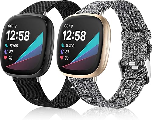 Miniatura 9 de Maledan - Correa de repuesto compatible con Fitbit Sense y Versa, 3 bandas para mujeres y hombres, de tejido suave, correa de repuesto para reloj,