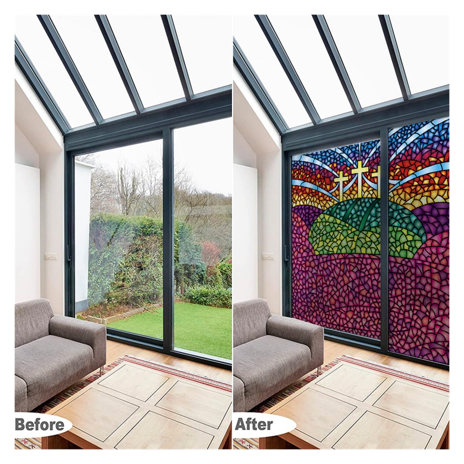 Vinilo Ventana Película de vidriera esmerilada for privacidad, Pegatinas Adhesivas estáticas Mate, Ducha, Cocina, Oficina, decoración del hogar para la Oficina(14,Custom Contact us)