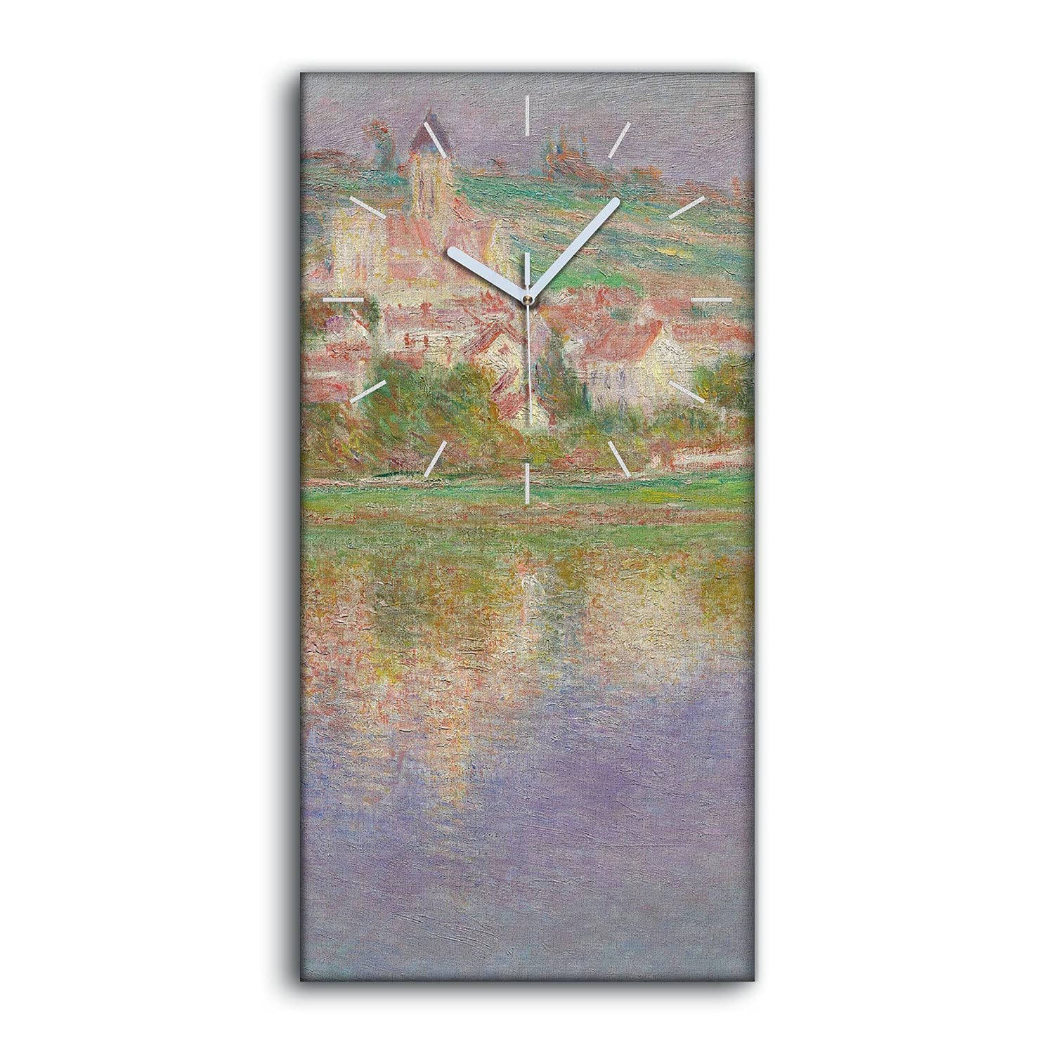 Horloge sur Toile Vetheuil au Coucher du Soleil 30x60cm Salon Art Mural Moderne
