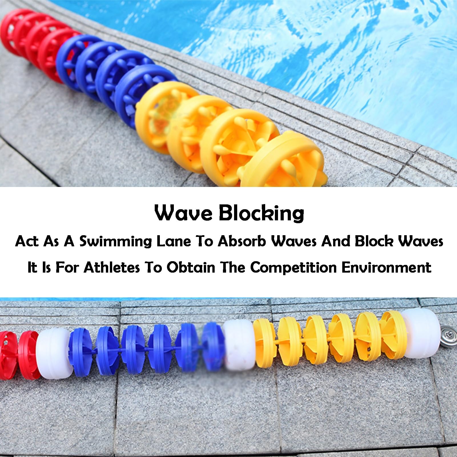 Pool-Sicherheitsseil Schwimmt, Schwimmendes Trennseil Trennt Verschiedene Tiefenbereiche for Das Schwimmtraining Im Freien Zu Hause(Nylon Rope,100cm)