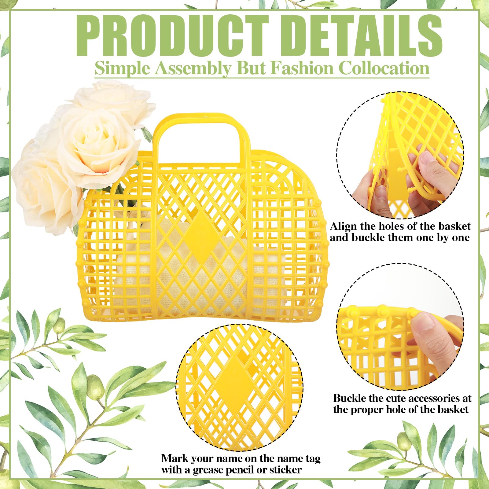 Sweetude 12 Pcs Jelly Bag with Sunglasses Jelly Purse Basket, Mixed Colors