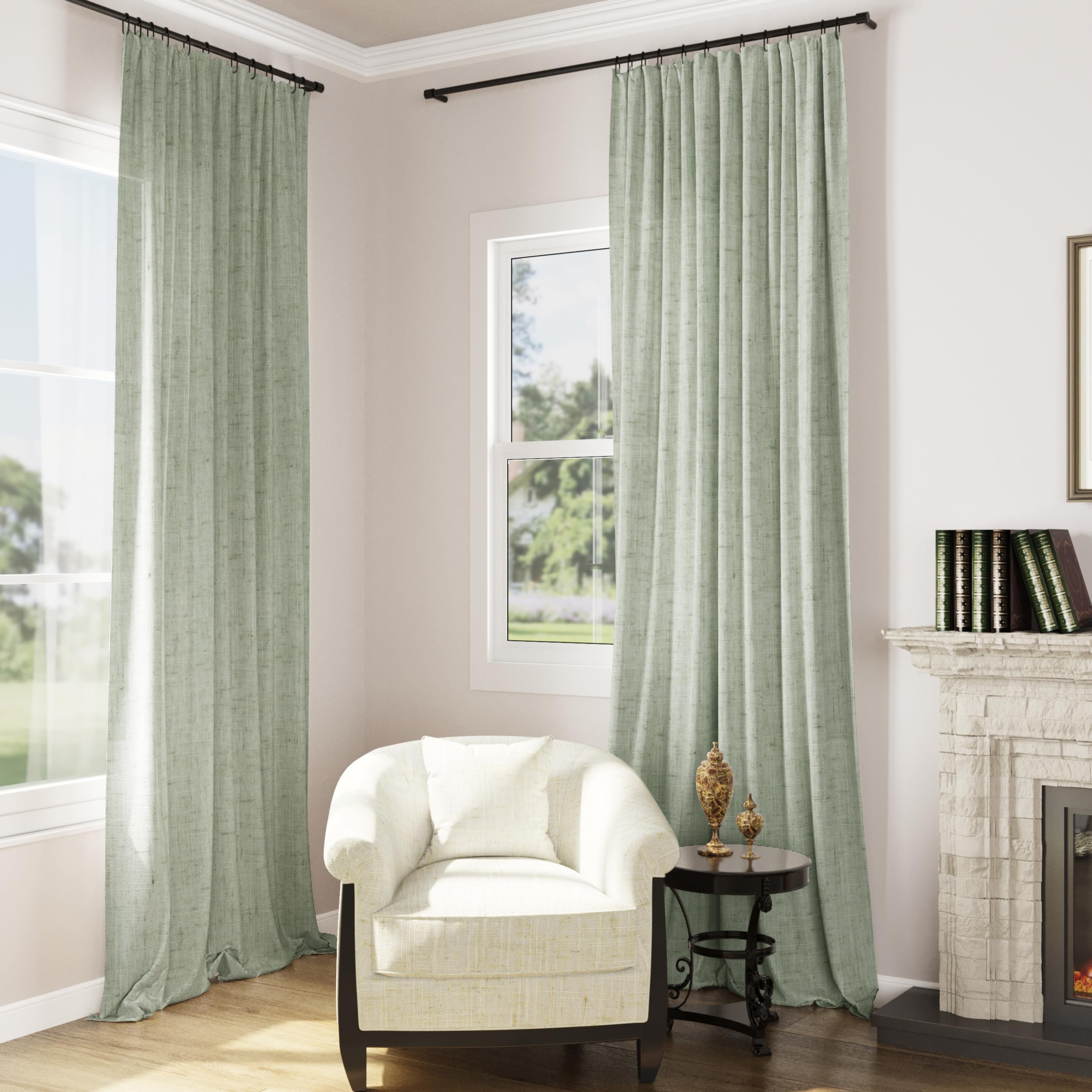 Snapklik.com : Sage Green Curtains 108 Inches Long For Bedroom Light ...
