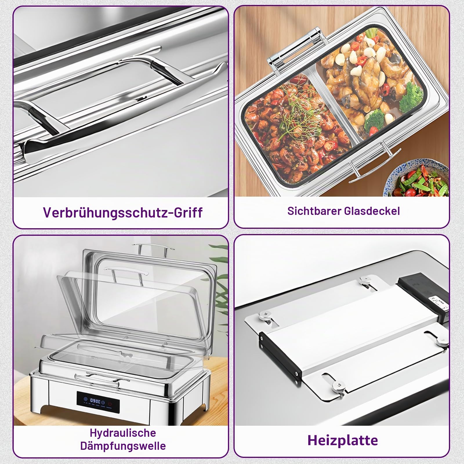 Chafing Dish Elektrisch, Einstellbare Temperatur 35-90℃(B,1/3 Pan)