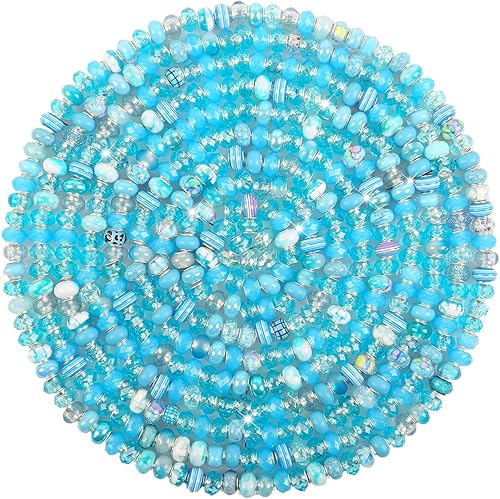 Vista 121 de Cuentas de agujero grande negro europeo para bolígrafos, 100 piezas surtidas de agujeros grandes de hadas, varita de jardín, cuentas espaciadoras