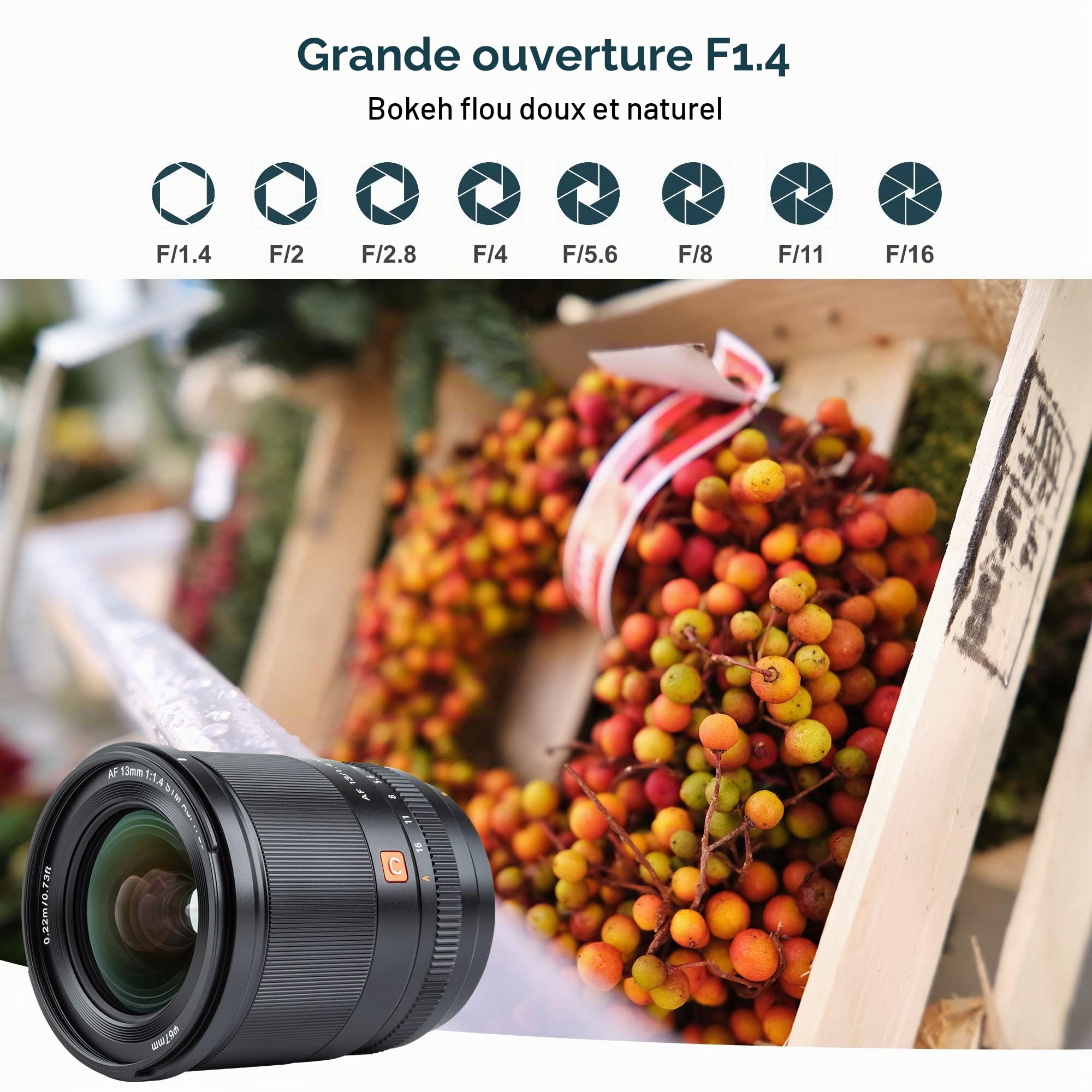 VILTROX 13mm f/1.4 F1.4 XF Objectif AF Ultra Grand Angle APS-C Objectif pour Appareil Photo Fujifilm X-Mount X-Pro2 X-Pro3 X-E3 X-E4 X-A10 X-A3 X-A5 X-A7 X -S10 X-T20 X-T3 X-T4 X-T1 X-E2S