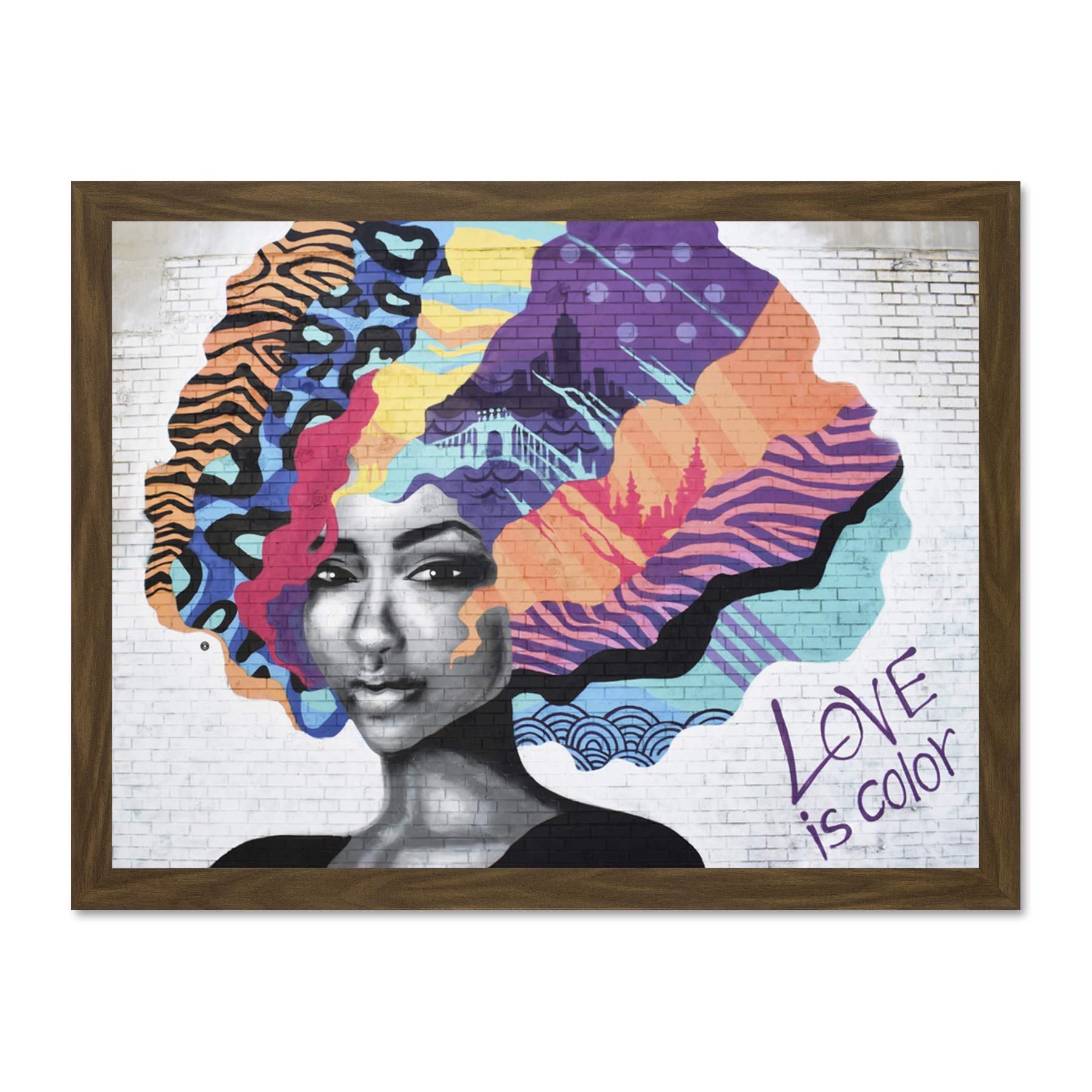 Barbalis Graffiti Woman Psychedelic Hair Large Framed Art Print Poster Wall Decor 18x24 inch