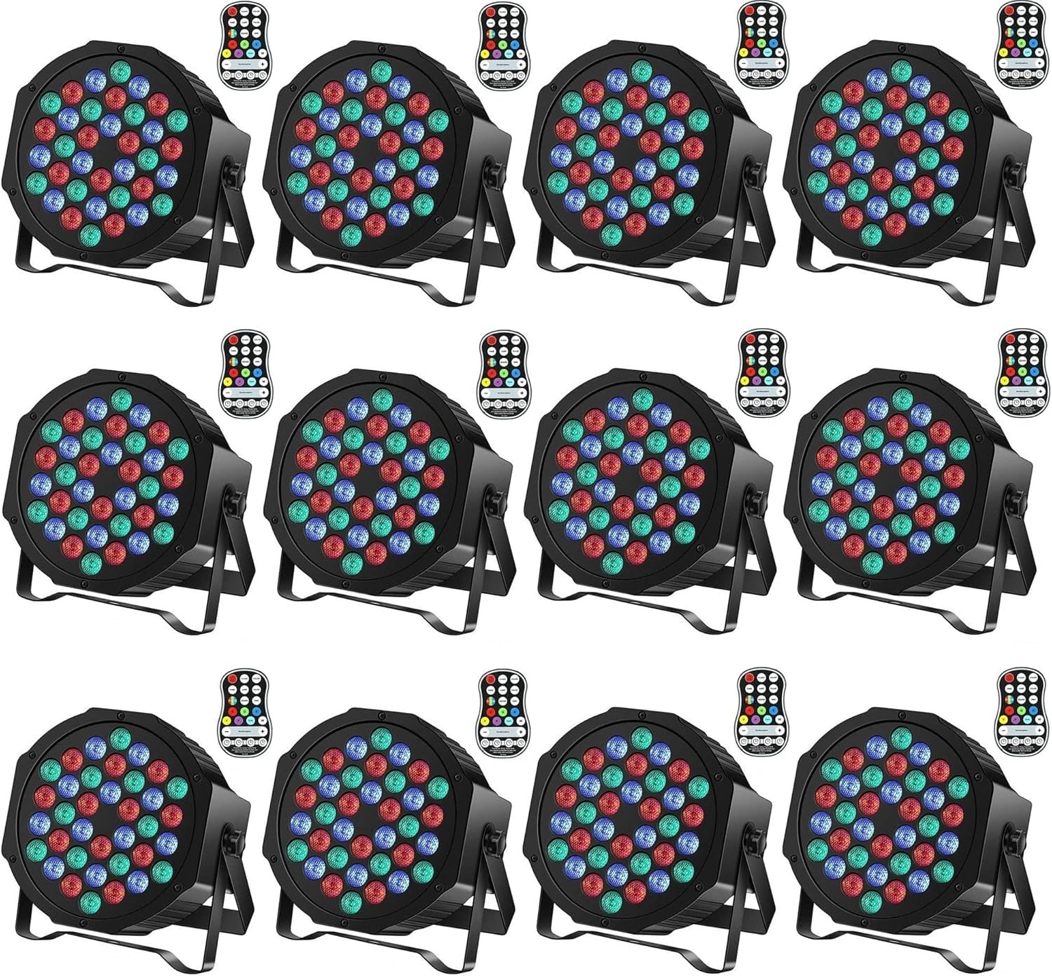 Rechargeable Stage Par Lights U`King RGB 36 LED Uplights Battery Powered with RGB 36W DJ Uplights Sound Activated Control for Wedding DJ Disco Events Halloween Church Live Party - 12 Pack
